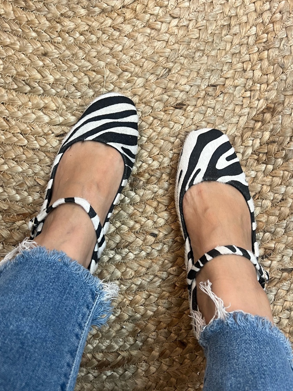 Zebra Print Mary Jane Flats - Black & White - Picture 9 of 9
